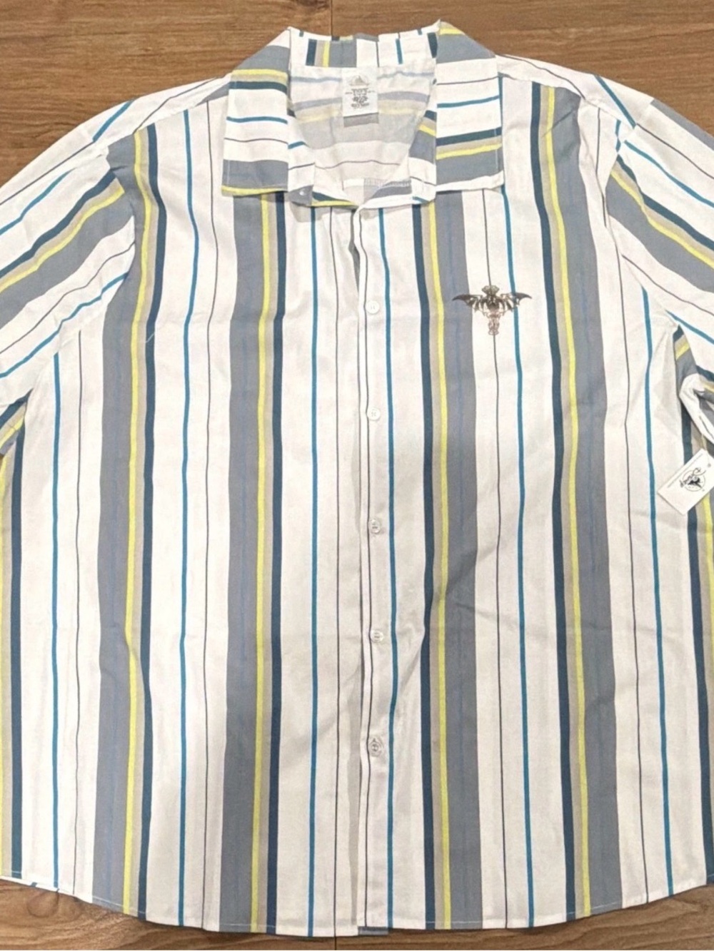 NWT XXL Disney Parks Haunted Mansion Leota Button Down Shirt White Striped WDW